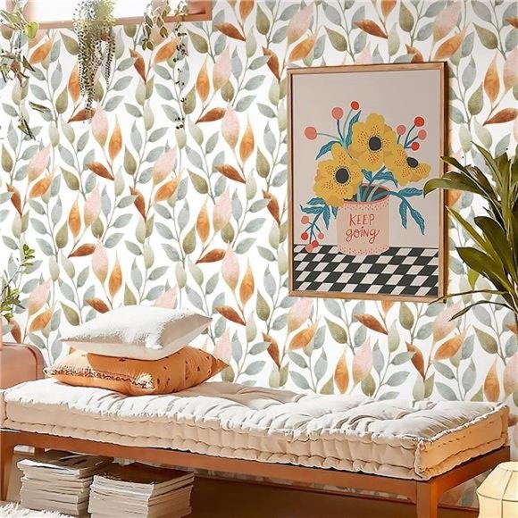 Wall Decor | Peel And Stick Wallpaper Boho Leaf Stick On Wallpaper ...